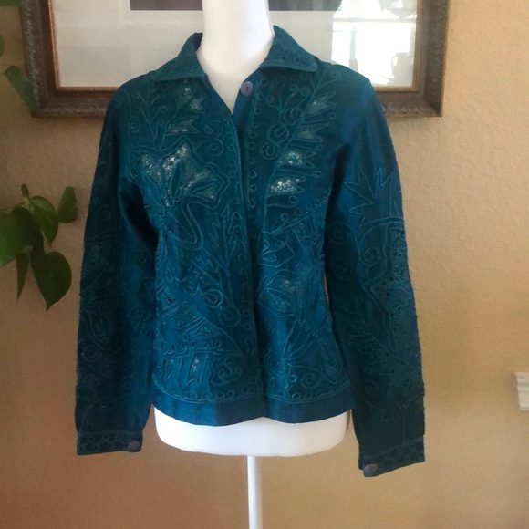 Sandy Starkman Appliqué Jacket 100% Silk - Picture 1 of 12